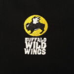 A black shirt with the words buffalo wild wings on it.