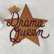 A star with the words " drama queen " written on it.