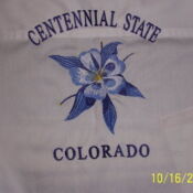 A close up of the logo for centennial state colorado