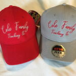Two hats are sitting next to each other.