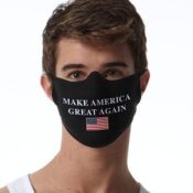 Person wearing "Make America Great Again" mask