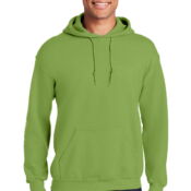 A man wearing a green hoodie with flowers on it.