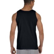 Rear view of man in black tank top