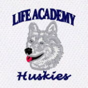 Life Academy Huskies wolf mascot logo
