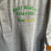 Gray polo embroidered 'Rocky Mountain Steam N' Weed'
