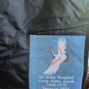 Embroidered crane US Army Camp Zama patch