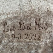Plush embroidery "Love Lives Here" 9-3-2022