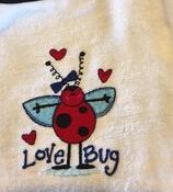 Embroidered "Love Bug" ladybug with hearts