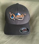 Gray embroidered cap with colorful Ouray logo
