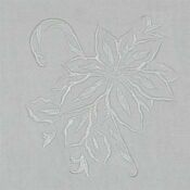 A white flower with leaves on it.