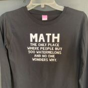 Black T-shirt with humorous math watermelon quote