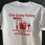 White T-shirt with red Cline Quality Painting logo