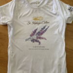 White t-shirt with lavender winery graphic